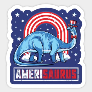 Amerisaurus Brontosaurus Dinosaur 4th of July Sticker